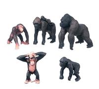JOKFEICE Wild Animal Figures - 5pcs Realistic Chimpanzee Family Action Model - Early Educational Toy, Birthday Cupcake Topper Gift for Boys and Girls