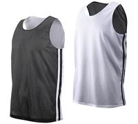 JOKHOO Reversible Men's Mesh Athletic Basketball Jersey Single for Team Scrimmage, Black/White, XL