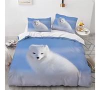 JOKITA Double Duvet Set Arctic Fox, Soft Comfortable Microfiber 3D Bedding Set Arctic Fox Quilt Cover 200x200 cm and 2 Pillowcases 50x75 cm