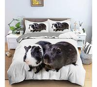 JOKITA Double Duvet Set Guinea Pig, Soft Comfortable Microfiber 3D Bedding Set Guinea Pig Quilt Cover 200x200 cm and 2 Pillowcases 50x75 cm