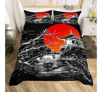 JOKITA Double Duvet Set Japanese-style, Soft Comfortable Microfiber 3D Bedding Set Japanese-style Quilt Cover 200x200 cm and 2 Pillowcases 50x75 cm