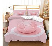 JOKITA Double Duvet Set Pink Football, Soft Comfortable Microfiber 3D Bedding Set Pink Football Quilt Cover 200x200 cm and 2 Pillowcases 50x75 cm