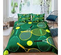 JOKITA Double Duvet Set Tennis Ball, Soft Comfortable Microfiber 3D Bedding Set Tennis Ball Quilt Cover 200x200 cm and 2 Pillowcases 50x75 cm