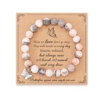 Jokkoi Sympathy Gifts Pink Butterfly Bracelet for Women, Healing Bracelet for Women Girls, Butterflies Appear When Angels are Near, One Size, Metal, no gemstone