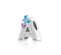Jokmeo Women's 925 Sterling Silver Letter A Charm Pendant, Beads Charms Compatible with European-Style Bracelets and Necklaces