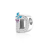 Jokmeo Women's 925 Sterling Silver Letter D Charm Pendant, Beads Charms Compatible with European-Style Bracelets and Necklaces
