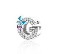 Jokmeo Women's 925 Sterling Silver Letter G Charm Pendant, Beads Charms Compatible with European-Style Bracelets and Necklaces