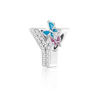 Jokmeo Women's 925 Sterling Silver Letter Y Charm Pendant, Beads Charms Compatible with European-Style Bracelets and Necklaces