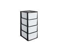 JOKOLO-4 Drawer Storage Unit - Rattan Effect Plastic Tower Unit-Home Office Desktop Organizer-Cosmetic, stationery, Craft Table Top Drawer - Multipurpose Storage Solution (Grey, 4 Drawer) (Black)