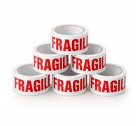 JOKOLO all in one brand Fragile Packing Tape, 48mm x 66m, 3 Rolls, Low Noise Parcel Tape, Secure & Sticky, Heavy Duty Tape for Packing Parcels, Moving House, Cardboard Boxes & Cartons (6 Roll)
