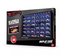 JOKOLO Large Display Case for 1/64 Scale Model Cars, Display Case 6 Level Car Storage with LED Lights Wood Display Cabinet for Hot Wheels,Mini Toys,Minifigures,Display Case,Black (63L x 7W x 43H cm)