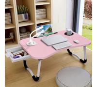 jokolo Multi-Functional Folding Laptop Desk - with Cup Holder & Tablet Slot, Bed/Sofa Work Table for Office/Breakfast, Living Room/Bedroom Lap Desk,USB Ports Reading 23.62×15.75×10.24inch (PINK)