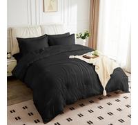 JOKOLO Queen Size Comforter Set - 3 Pieces, 1 Reversible Comforter and 2 Pillowcases,Soft Quilted Warm Fluffy Cooling Bedding for All Season,Black