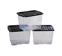 JOKOLO Storage Boxes with Lids 24L Under Bed Storage Box, Clear Multipurpose Nestable Stackable Plastic Storage Boxes,Clear Containers for Home, Kitchen, Garage, Office, Accessories -Pack Of 3 (3)