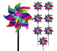 Jokresty 8 Pack Multicolor Reflective Bird Repellent Windmills, UV Resistant, Weather Resistant, Polyester Material, Garden Windmills