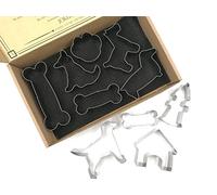 JOKUMO Complete Cookie Cutters Set - 10 PC Stainless Steel 430 - Dog Designs With Golden Retriever, Miniature Schnauzer, Dachshund, Sit Position, Paw, House, Fire Hydrant and 3 Bone Shapes