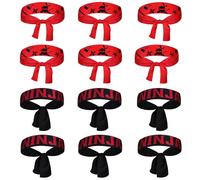 Jokureao 12 Pieces Ninjas Headband Set, Ninja Party Accessories, Black Red Ninjas Party Headband, Classic Ninja Headband for Children, Ninja Headband Ninja Party Gifts for Birthday Party Karate