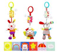 Jokureao 4 Pack Hanging Rattle Toys, Plush Stroller Toys for Babies 0-18 Months, Colorful Sensory Toy, Rattle Baby Hanging Toy, Newborn Car Seat Plaything for Boys Girls