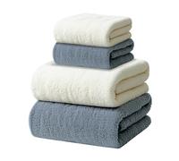Jokureao 4Pcs Microfiber Bath Towel Set, Super Soft & Fluffy Bath Towels with 2 Small Towels, 75 * 140cm Quick Dry Extra Soft Large Bath Towel for Sport, Travel, Vacation, Fitness(Gray + White)