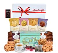 JOLAFUNBS Tea Hamper Gift Set - English Tea Tin with 40 Teabags, British Biscuits More - Christmas Hampers, Birthday Food Gifts for Mum, Women, Men (Tea Hamper 3)