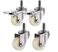 Jolan 4 Pcs,Nylon Casters with Brake,Swivel Castors,Transport Casters,Bolts M8/M10/M12,Heavy Furniture Casters,400KG Load,2brakes+2no brakes,50mm/M8