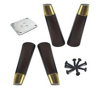 Jolan Solid Wood Furniture Legs,Durable Legs,Waterproof Sofa Legs,Copper Foot Covers,Strong Load-Bearing,Moisture-Proof/Safe Replacement Legs,Healthy/Beautiful,Simple/Natural.,Walnut,10cm