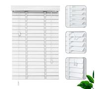 Jolan Venetian Blinds Wooden White,50mm Slats Horizontal Blinds,Solid Wood Venetian Blinds for Windows 50cm 60cm 70cm 90cm 100cm 120cm,Blackout/Heat Insulation Shutters Shades,W×H-60x200cm/23.5x79in