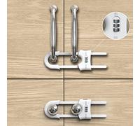 Child Proof Sliding Cabinet Door Code Locks Baby Safety Cupboard Locks Adjustable U Shaped Cabinet Latches for Knob Handle Drawers Closet (4 PCS, White)