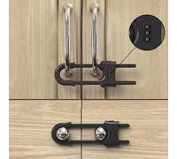 4 Pack Child Proof Sliding Cabinet Door Code Locks Baby Safety Cupboard Locks Adjustable U Shaped Cabinet Latches for Knob Handle Drawers Closet (4 PCS, Grey)