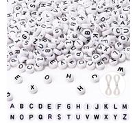 JOLCEEY 1000Pcs Acrylic Letter Beads for Bracelet & Necklace Making, 7mm White Round Alphabet Beads for DIY Jewelry