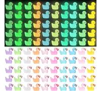 JOLCEEY 120pcs Mini Ducks, 10 Colors Resin Tiny Ducks Little Plastic Luminous Small Ducks Bulk Glow in The Dark for Aquarium Dollhouse Fairy Garden Landscape Decor