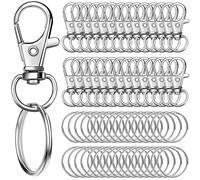 JOLCEEY 120pcs Swivel Lobster Clasps & Key Ring Hoops, 60pcs Keyring Clips Keychain Hooks and 60pcs Split Rings for Jewellery Making Hanging Crafts