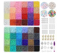 JOLCEEY 18000pcs Glass Seed Beads for Bracelet Making Kit, 48 Colors 3mm Small Pony Tiny Beads Friendship Bracelet Kit for Girls Jewelry Making DIY Crafting Necklaces