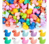 JOLCEEY 200pcs Mini Ducks, 10 Colors Resin Tiny Ducks Little Small Plastic Miniature Ducks for Aquarium Dollhouse Fairy Garden Landscape Decor