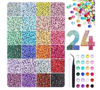 JOLCEEY 30000pcs Nail Art Rhinestones, 24 Colors 3mm Flat Back Nail Gems Crystals Nail Rhinestones Bedazzling Kit with Pick Up Tweezers and Pen for DIY Crafts Clothes Shoes