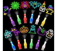 JOLCEEY 36pcs Halloween Finger Lights, 12 Styles Finger Flashlights Bright Finger Lamp Clip Glow in The Dark for Trick Or Treats Party Favors Goodie Bag Fillers