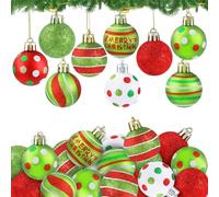 JOLCEEY 36pcs Mini Christmas Balls Ornament, 1.57 Inch Red Green Christmas Tree Baubles Glittering Little Xmas Shatterproof Balls for Tree Decoration Home Indoor Holiday Party Decor