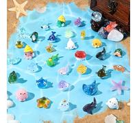 JOLCEEY 36pcs Mini Sea Animals, Resin Tiny Ocean Figurines Marine Miniature Plastic Animals Aquarium Ornaments Decorations for DIY Fish Tank Potted Micro Fairy Garden Dollhouse