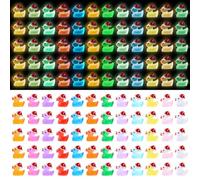 JOLCEEY 60pcs Christmas Mini Ducks, 12 Colors Resin Mini Luminous Ducks Little Small Tiny Plastic Glow in The Dark Ducks with Christmas Hat for Christmas Party Bag Fillers Indoor Decoration