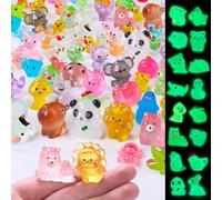 JOLCEEY 60pcs Mini Resin Animals, 60 Styles Tiny Resin Glow In The Dark Animals Miniature Little Small Animal Figures for Micro Fairy Garden Landscape Accessories Dollhouse Hide Crafts Aquarium Decor