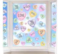 JOLCEEY 8 Sheets Valentines Day Window Clings, Pink Purple Blue Valentines Window Stickers Double-Side Love Hearts Window Decals for Home Wedding Anniversary Glass Window Decorations