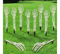 JOLCEEY 8pcs Halloween Realistic Skeleton Stakes, Zombie Arm Plastic Skeleton Hands Yard Ground-Breaker Stakes for Halloween Outdoor Garden Decorations