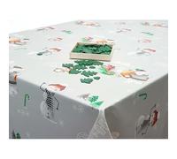 Jolee Christmas Grey Polar Bears & Snowman PVC Vinyl Tablecloth - Festive Round 140cm, Durable & Easy-Clean Holiday Table Cover