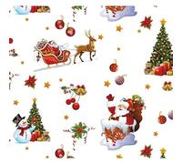 Jolee Christmas White Santa & Snowman PVC Vinyl Tablecloth - Festive Round 140cm, Durable & Easy-Clean Holiday Table Cover