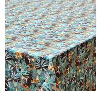 Jolee Cotton Fabric Patterned Tablecloth | Decorative Home Accessories For A Dining Table Or Kitchen Table Cloth | Cotton Tablecloths Rectangular & Square (Royal Palm Midnight, 134cm x 100cm)