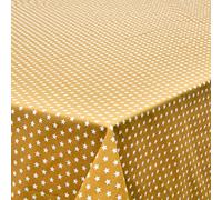 Jolee Cotton Fabric Patterned Tablecloth | Decorative Home Accessories For A Dining Table Or Kitchen Table Cloth | Cotton Tablecloths Rectangular & Square (Mustard Yellow Stars, 134cm x 200cm)