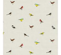 Jolee Fabrics Beige & Multi-Coloured Garden Birds Cotton Oilcloth Tablecloth/Wipe Clean Table Cloth Cover - Round, Rectangle or Square (Rectangle 132cm x 180cm (53" x 71"))