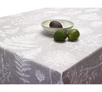 Jolee Fabrics Chervil Floral Wipe Clean Oilcloth Tablecloth - Table Protector For Any Table Size Or Shape - Hygienic, Waterproof, Durable (Dove Grey Chervil, 132cm x 180cm)
