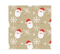 Jolee Fabrics Cotton Backed Oilcloth Wipe Clean Waterproof Christmas Table Cloth - Round, Square, Rectangular - Small To Large (Beige Christmas Happy Santa, 132cm x 260cm Rectangle)