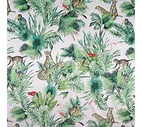 Jolee Fabrics Designer Linen Cotton Fabrics - Metre, Half Metre and Swatches - Upholstery, Blinds, Curtains, Cushions, Sewing, (Natural Tigers Monkeys Parrots Velvet, 10cm x 10cm Sample)